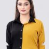 Women Colorblock Crepe Straight Kurta Yellow-Black