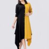 Women Colorblock Crepe Straight Kurta Yellow-Black