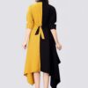 Women Colorblock Crepe Straight Kurta Yellow-Black