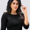 Women Embellished Georgette Round Neck Straight Kurta