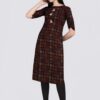 Women Checkered Cotton Blend Frontslit Kurta Women Checkered Cotton Blend Frontslit Kurta