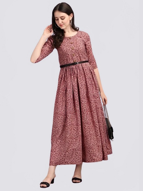 Women Printed Crepe Gown