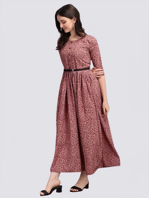 Women Printed Crepe Gown
