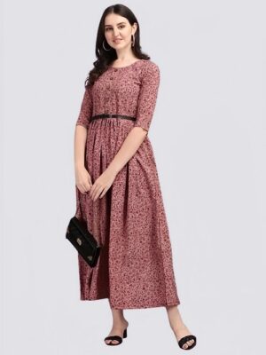 Women Printed Crepe Gown