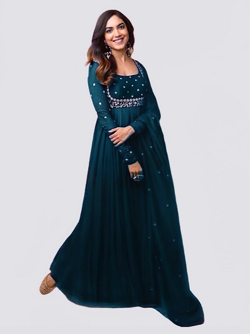 Buy LYMI LABEL Gown for Women - Georgette Sequence Embroidered A-Line Gown  with Attached Dupatta for Women, Long Maxi Gown for Traditional, Wedding  and Functional, Ethnic Wear (Grey) at Amazon.in