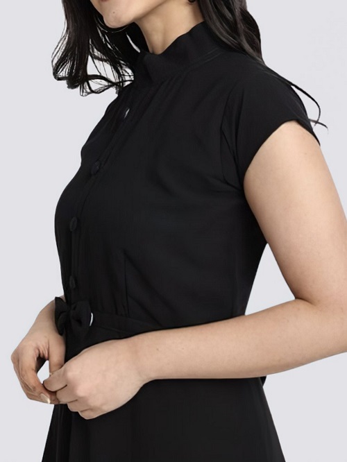 Women Solid Georgette Flared Kurta Half Sleeve