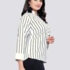 women printed black line shirt