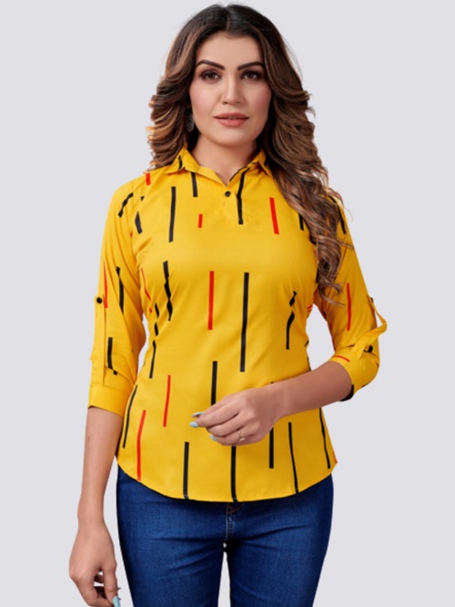 women printed yellow shirt women printed yellow shirt