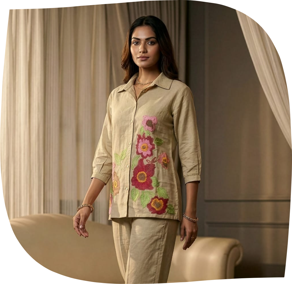 Desert-Blossom-Embroidered-Co-ord-Set-front-look-Beige-colour