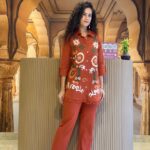 Burnt Orange Embroidered 2-Piece Co-ord Set for Women | Artisan