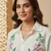 ivory floral artisan embroidery shirt detail