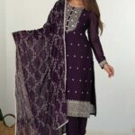 Velvet Plum Muse Zari Embroidered Kurta Set
